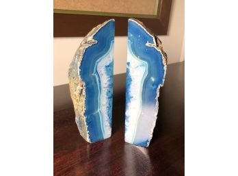 Absolutely Incredible Genuine Geode Book Ends INCREDIBLE Colors And Texture - Fantastic Pair - No Damage