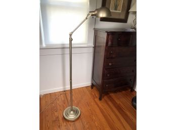 Very Nice Almost Brand New Industrial Style Floor Lamp - Brushed Metal Looking Finish - Great Looking Lamp !