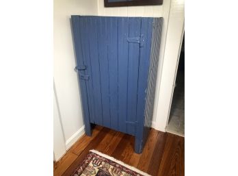 Cute Vintage Primitive Wainscot Cupboard - Washington Blue Paint - Lacking Back - Just Fine Without It