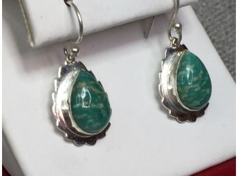 Wonderful 925 / Sterling Silver Earrings With Green Amazonite - Beautiful Natural Stones - Brand New !
