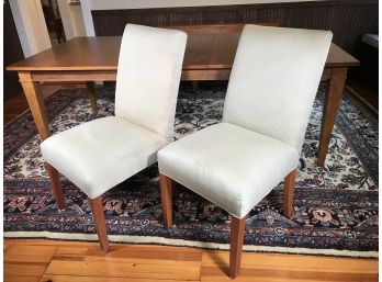 Two Very Nice Parsons Chairs - Nice High Backs - Very Good Condition - Comes With Nice Slip Covers - NICE !