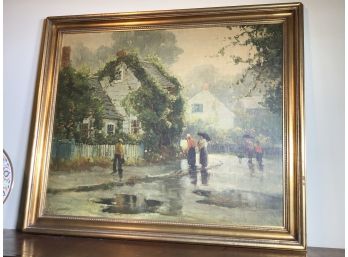 Reofect Painting / Print By THIEME - Rainy Day In Rockport - Looks JUST Like Painting - Very Nice Large Piece