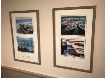 Two Great Looking Framed Prints - Wooden Boats & Beached Boats - Great For Nautical Themed Decor - VERY NICE !