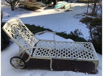 Fabulous Cast Aluminum Chaise Lounge With Cover - Very High Quality - Great Vintage Look - Adjustable