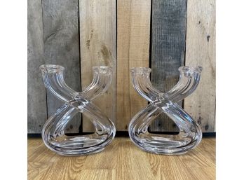 Pair Heavy Crystal Candle Holders