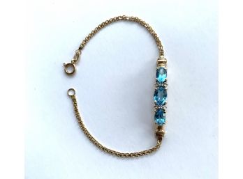 14k Gold And Blue Topaz Bracelet