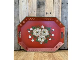 Metal Hand Painted Tole Tray