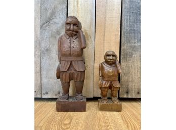 Pair Vintage Carved Wood Men