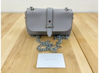 Batycki Leather Handbag With Amber Gemstone Clasp And Silver Chain Strap