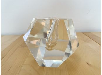 Vintage Faceted Geometric Crystal Glass Vase By Timo Sarpaneva