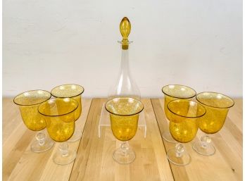Seven Lindean Mill Wine Glasses And Quartz Diffusion Wine Decanter With Stopper