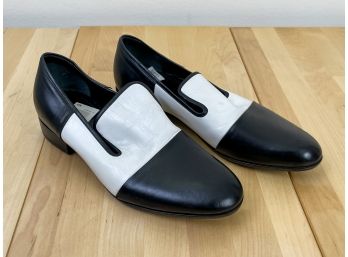 CELINE Black And White Leather Loafers - Size 5