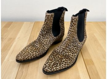 CELINE Leopard Print Chelsea Ankle Boots - Size 6 1/2