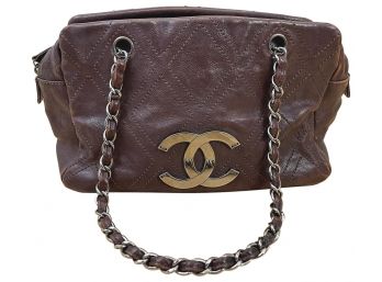 CHANEL Brown Leather Shoulder Bag
