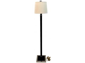 RALPH LAUREN Modern Leather Wrapped Floor Lamp With Chrome Accents