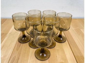 Set Of Seven Vintage Wine Glasses