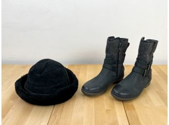 UGG Simmens Waterproof Boots Size 6 And Winter Hat
