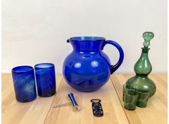 Glass Pitcher, Vintage Decanter, Shot Glasses, And More