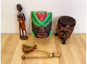 Collection Of African Hand Carved Wood Items