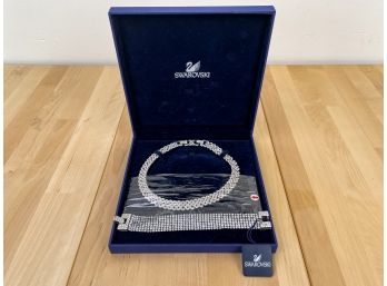 Swarovski Clear Crystal Vintage Necklace And Wide Crystal Mesh Bracelet