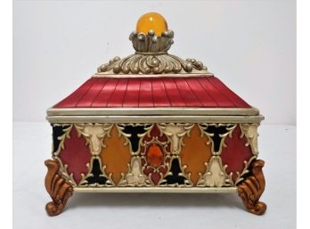 Milson & Louis Hand Painted Jeweled Footed Dresser Box