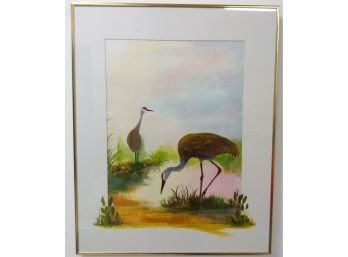 Lionel H Ogilvie Beautiful Florida Watercolor Gouache Painting  Herons Egrets