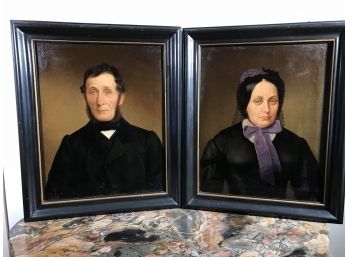 Lovely Pair Of Antique Oil On Canvas Portraits - Both Restored - Both Reframed - Great Instant Ancestors