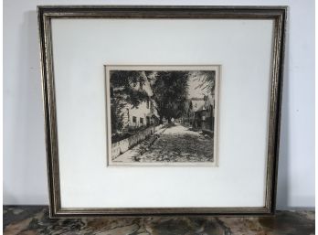 Fantastic Original Signed Etching - Leonard Mersky - Street In Provincetown Pencil Signed 19/100 - Beautiful !