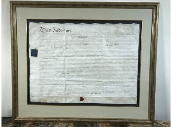 Large (37 X 31) Indentured Servant Certificate - Dated 1774 - Smaller Than Other - Well Done - Nicely Framed