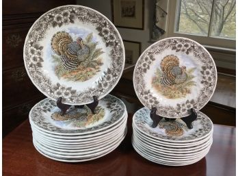 Fantastic Lot Of 24 Brand New / Vintage Style THANKSGIVING Plates By Churchill - Dinner Plates & Salad Plates
