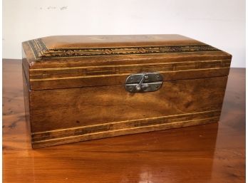 Fabulous Antique French Humidor - Inlaid Design - Fully Lined Metal - Unusual Size - Nice Vintage Piece