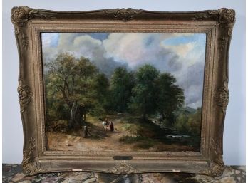 Wonderful Antique Oil On Canvas Of Landscape By Listed Artist J BRISTOW - Very Nice Piece 29' X 24' - Nice !