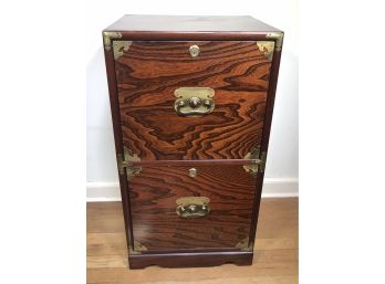 Fantastic Vintage Asian Style Two Drawer Rosewood File Cabinet / File Drawers - Amazing Wood Grain - Wow !