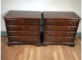 Classic Pair Of HENKEL HARRIS / Virginia Galleries - Small Bachelor Chest Style End Tables / Night Stands