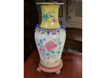 Stunning Antique Asian Vase Fitted As Lamp / Vase - Very Pretty Piece - Great Condition & Colors - WOW !
