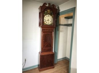 Incredible Period Antique RESIWICK Grandfather Clock - 1800s - Amazing Hand Painted Face - 7-1/2 FEET TALL !