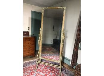 Spectacular Antique French Cheval / Dressing Mirror - All Gilt Brass - Super Ornate Faces / Heads