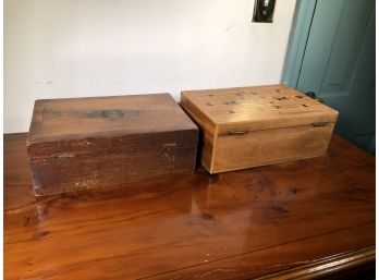 Two Antique Inlaid Document Boxes - Both Inlaid - Both Need Restoration - Two For One Bid - Will Be Very Nice