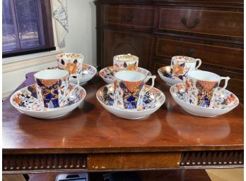 Fabulous Set Of Antique (1820-1840) Royal Crown Derby Imari Cups & Saucers - Red Hand Written Mark - AMAZING !