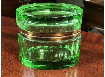 Paid $1,800 - Spectacular Antique French Apple Green / Vaseline Green Oval Dresser / Tea Box Incredible Piece