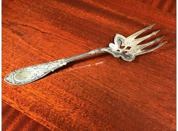 Fabulous Antique Sterling Silver Cold Meat Fork - Victorian / Eastlake Style - Very Pretty Piece - Unusual