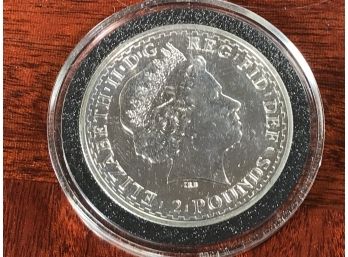 (1 Of 2) 2001 2 Pound QUEEN ELIZABETH Britannia Coin - One Ounce Fine Silver - Still Sealed - Very Nice Coin