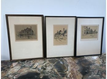 Lot Of Three (3) Prints By Marjorie Bates - Listed Artist (1882-1962) Locations Are Pencil Signed - (3 For 1)