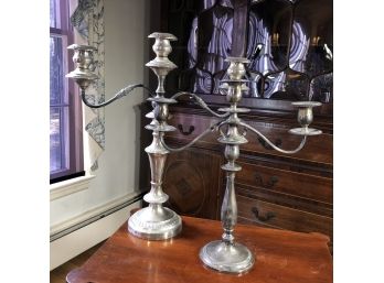 Two Very Large Candelabra One Is Sterling Silver One Is Silver Plate - Both Need Polising - Two For One Bid
