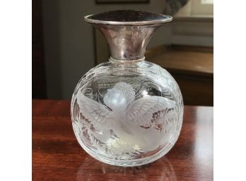 Paid $1,795 For This Stunning Antique Cut / Etched Crystal Scent / Perfume Bottle With Sterling Silver Top