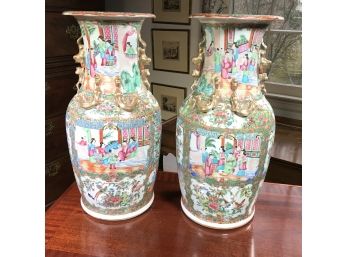 Client Paid $4,900 For This Pair Or Rose Medallion - Famille Rose Export Vases - Amazing Pair - Very Pretty !