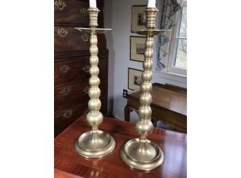 Client Paid $1,550 For This Incredible VERY LARGE Pair Antique Brass Candlesticks - These Are Amazing !