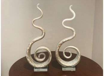Corkscrew Murano Style Art Glass Handmade Glass Decorative Accents Sculptures - 15-3/4' Tall