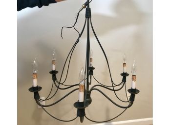 Currey And Company 6 Armed Black Metal Candlestick Chandelier