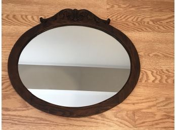 Oval Stained Oak Vintage Mirror